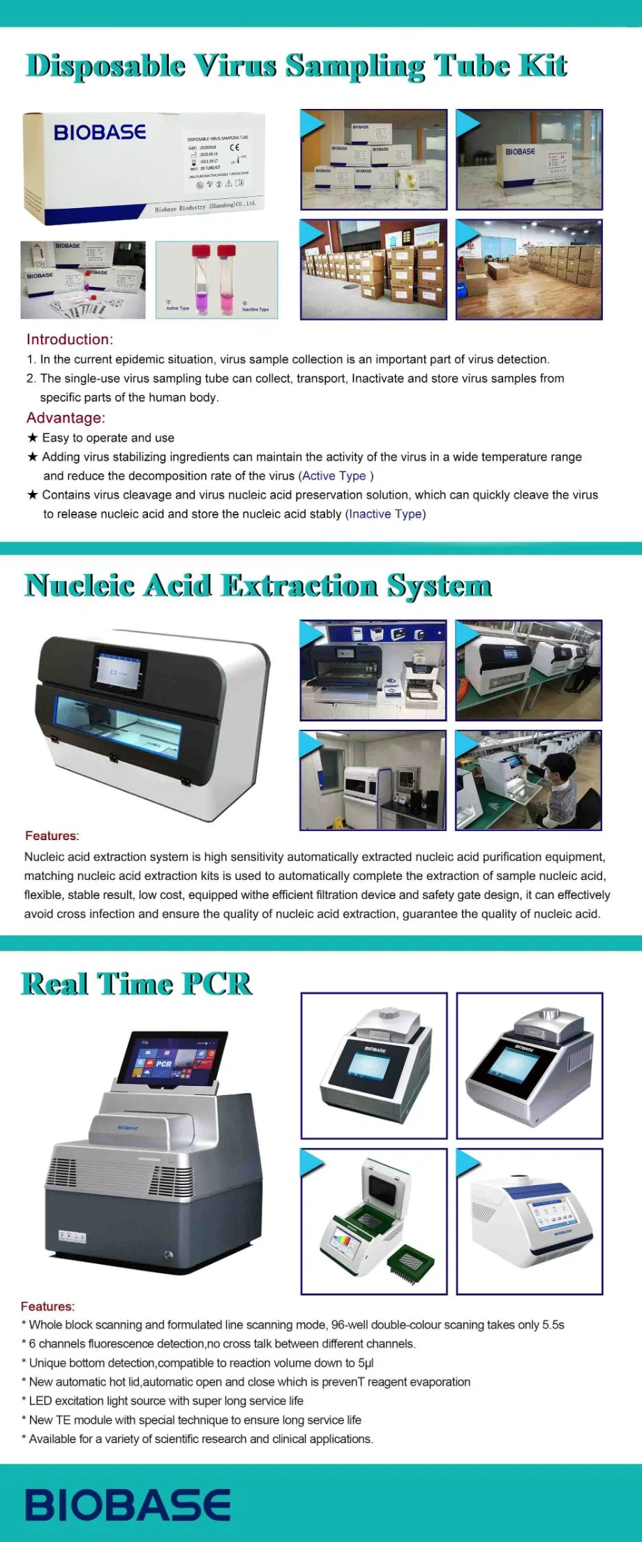 Biobase China Nucleic Acid Detecting System 4 Channels Real Time PCR Machine Bk-1000q